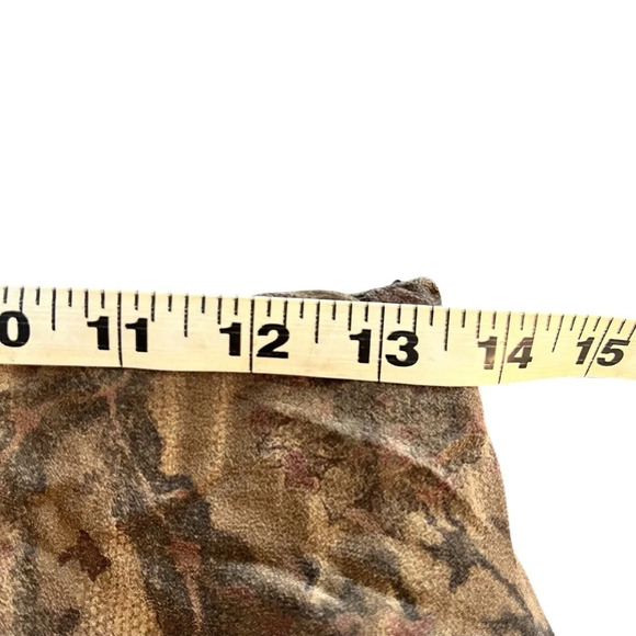 Peruvian Connection Olive Green and Brown Floral Silk Chiffon Skirt Size 6 - Picture 4 of 7